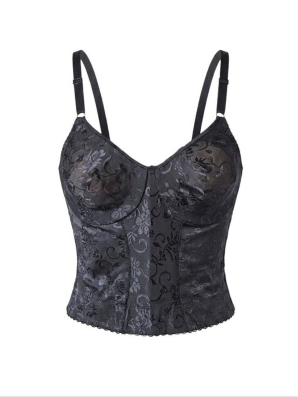 Vintage Bali Black Corset Longline Bra 40B